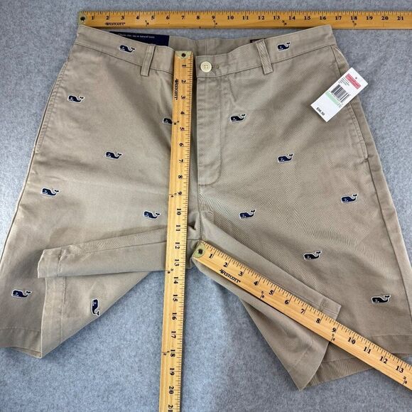 Vineyard Vines Size 34 Club Shorts Khaki Navy Blue Embroidered Whale Logo Men's - Picture 8 of 12